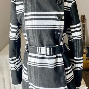 A. Byer Black Lined Coat with Satin Collar Trim